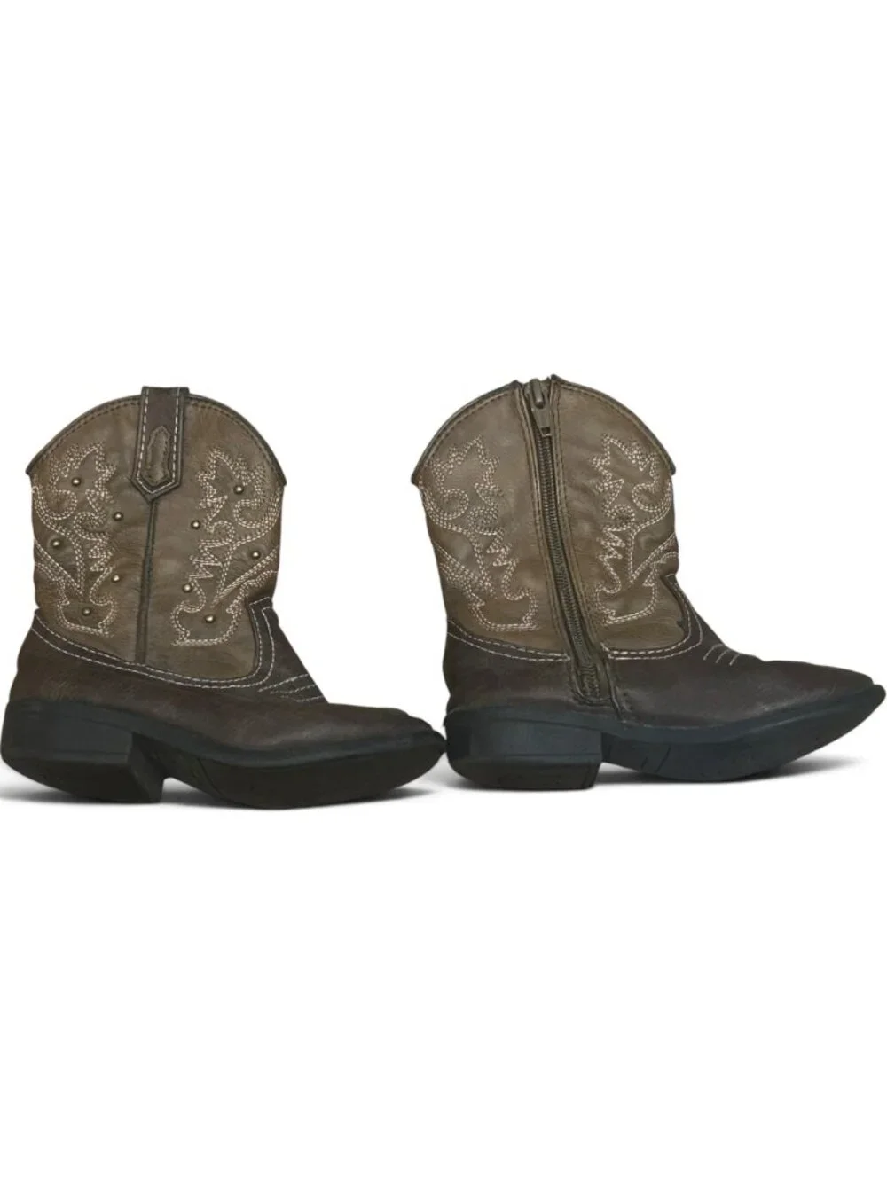 Cherokee Small Toddler Cowboy Boots Size 10 Brown Western Boots Side Zipper